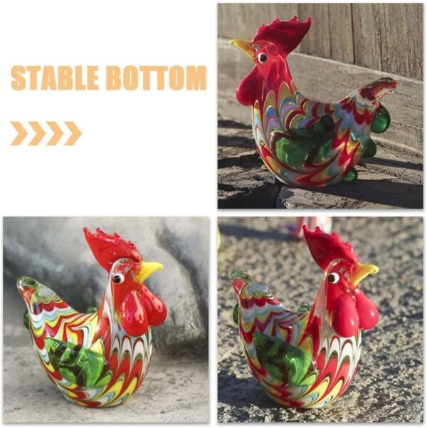 Abaodam Glass Rooster Chicken Figurine Hand Blown Art Glass Rooster Animal Statues Collectible Lass Farm Animals Figurines Unique Gift Home Decor Ornaments, 6.00X5.50X2.80CM, 344519VQM1K5QMNW8 - Image 4
