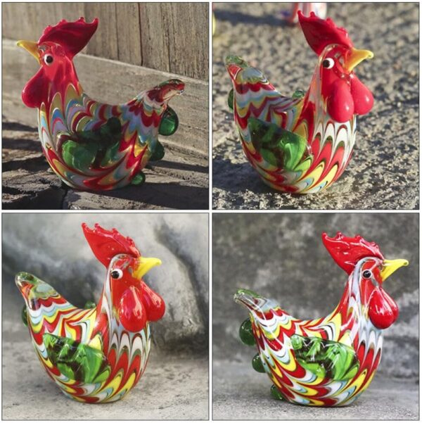 Abaodam Glass Rooster Chicken Figurine Hand Blown Art Glass Rooster Animal Statues Collectible Lass Farm Animals Figurines Unique Gift Home Decor Ornaments, 6.00X5.50X2.80CM, 344519VQM1K5QMNW8 - Image 5