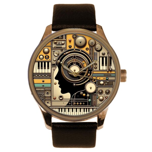 Keyboards Piano Keyboard Synthesizers Music Maker DJ Postmodern Cool Neural Art Solid Brass Collectible Watch