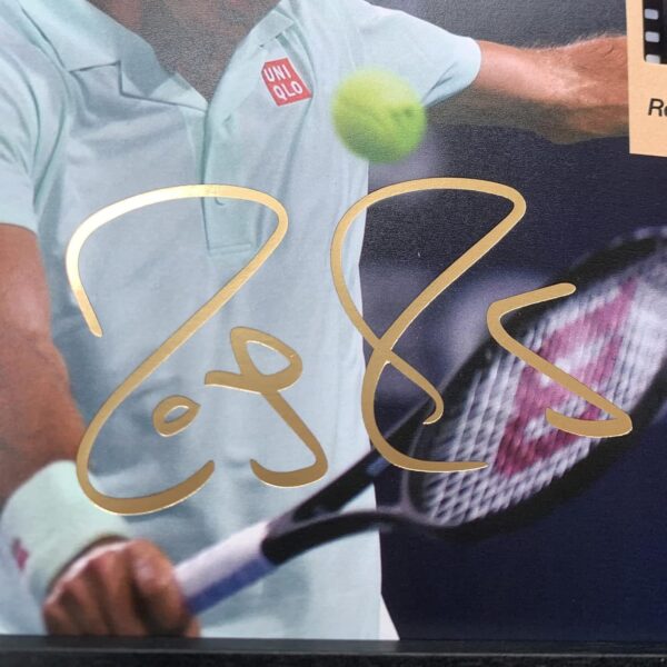 ORIMAMI Tennis Player Gifts | Signed Roger Federer Wooden Framed Photo Art Decor with Film Display | Cool Collectible Gift for Tennis Fans - 8"x6" - Image 3