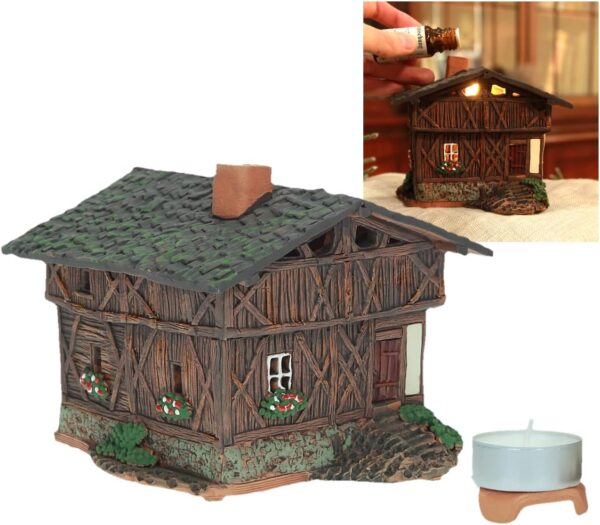 Ceramic Art Tealight Candle Holder Room Decoration Handcrafted Collectible Miniature Aroma Light House Old House in St. Ulrich, Tirol, Italy B283AR