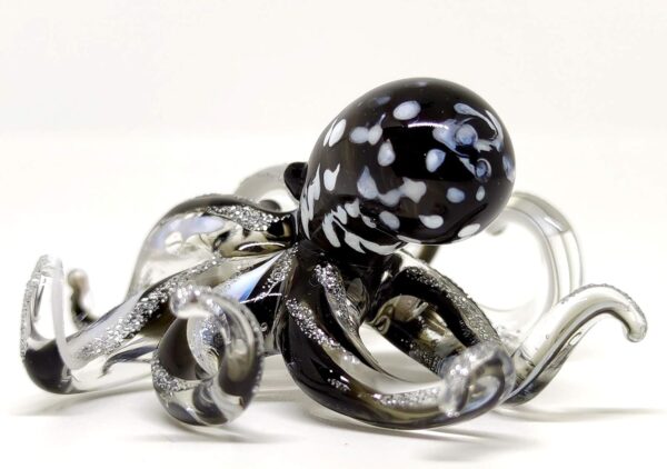 Octopus Miniature Figurines Animals Hand Blown Color Glass Art Collectible Gift Decorate 3.25" (Black White) - Image 7