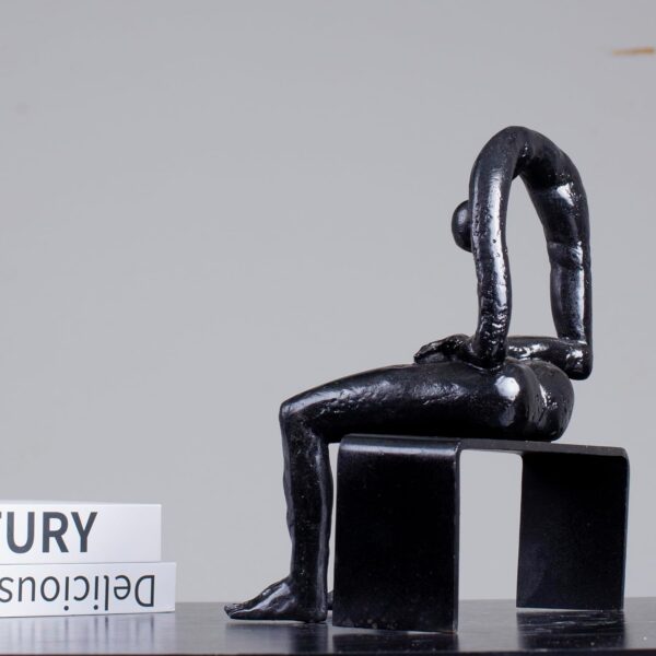 9.8'' Bronze Melancholy Statue Sculpture, Modern Abstract Thinker Grief & Emptiness Art Sculpture Decorations Collectible Bronze Statue for Home Decor - Image 4