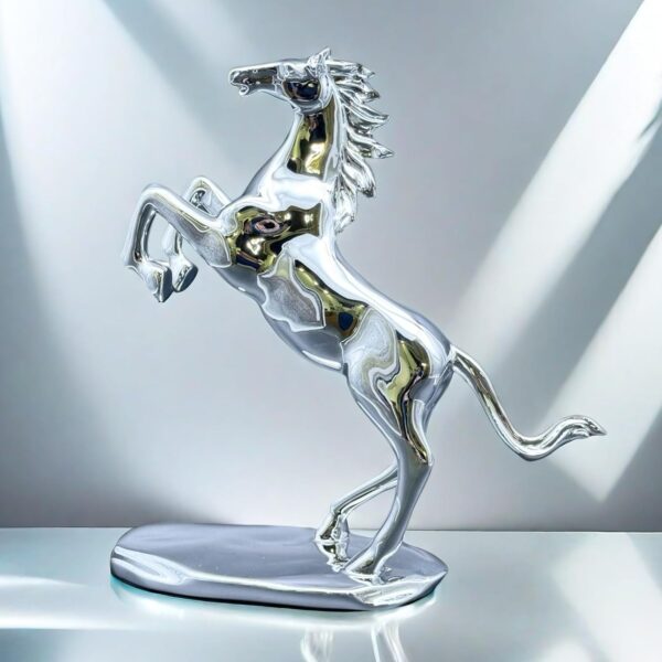 Art Horse Standing Statue Electroplate Figurine Sculpture Resin Collectible Gifts for Horse Lover Office Home Decor Desk Accessories Decoration Tabletop Figurines Outdoor Decor (Silver)