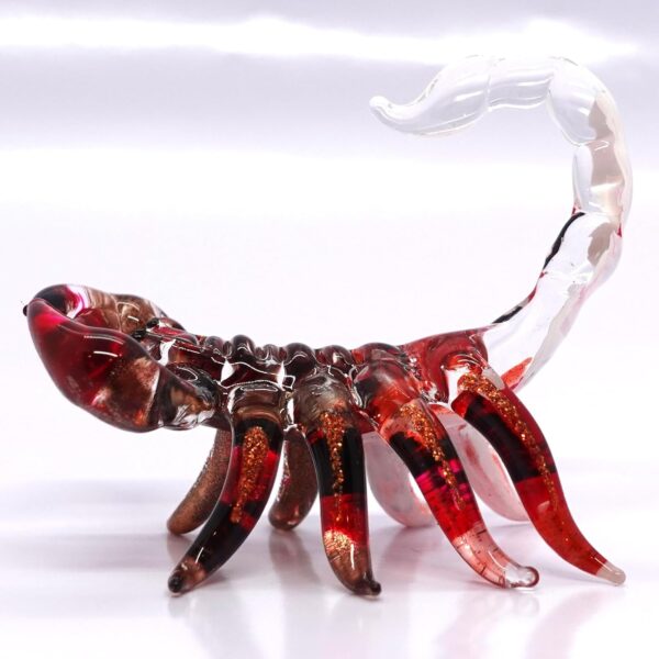 Scorpion Miniature Figurines Animals Hand Painted Blown Glass Art Collectible Gift Decorate (Red White) - Image 4