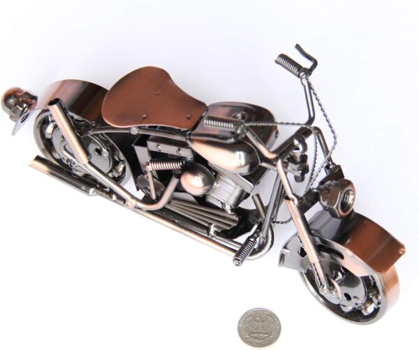 Trebisky Collectible Diecast Motorcycle Figurine Scrap Metal Art Vintage Office Home Decor Vehicles Sculpture Desk Bookshelf Birthday for Men Dad Son Him (Copper Softail) - Image 3