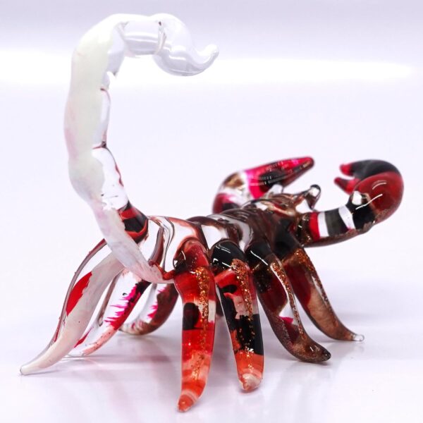 Scorpion Miniature Figurines Animals Hand Painted Blown Glass Art Collectible Gift Decorate (Red White) - Image 6