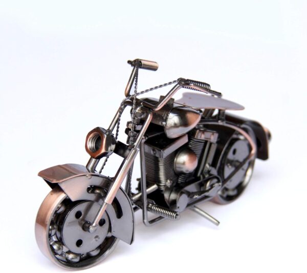 Trebisky Collectible Diecast Motorcycle Figurine Scrap Metal Art Vintage Office Home Decor Vehicles Sculpture Desk Bookshelf Birthday for Men Dad Son Him (Copper Softail) - Image 2