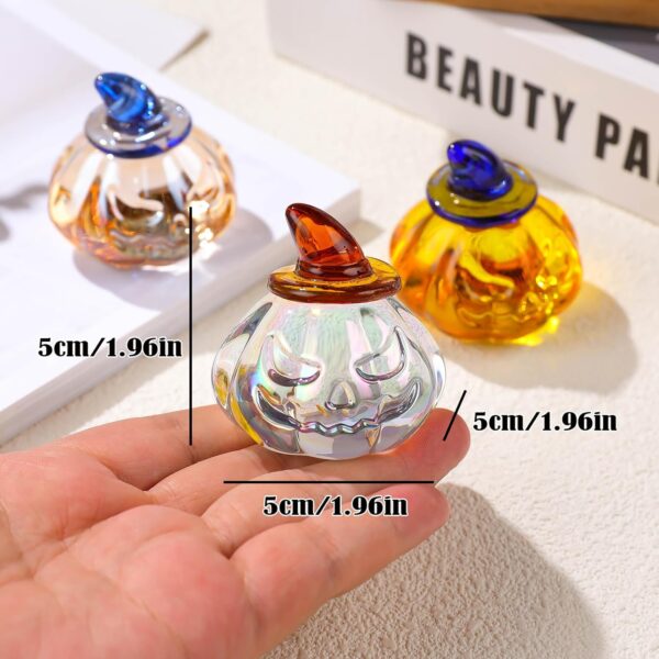 Glass Hand Blown Art Collectible Mini Pumpkin Gifts for Friends, Fall Harvest Thanksgiving Halloween Art Clear Pumpkin with Hats Decoration for Home - Image 2