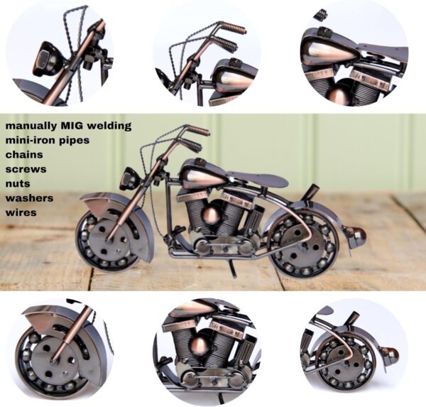Trebisky Collectible Diecast Motorcycle Figurine Scrap Metal Art Vintage Office Home Decor Vehicles Sculpture Desk Bookshelf Birthday for Men Dad Son Him (Copper Softail) - Image 4