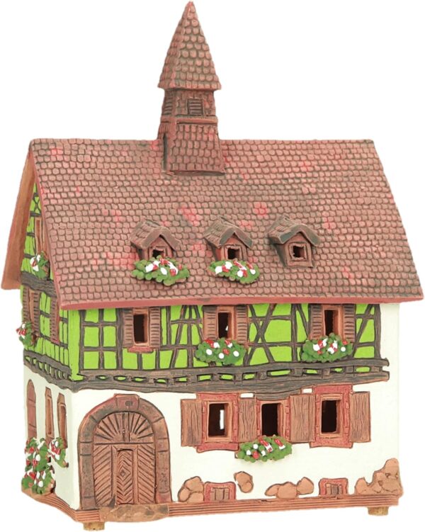 Ceramic Art Tealight Candle Holder Room Decoration Handcrafted Collectible Miniature Light House Albert Schweitzer House in Kaysersberg, Alsace, France B288AR - Image 5