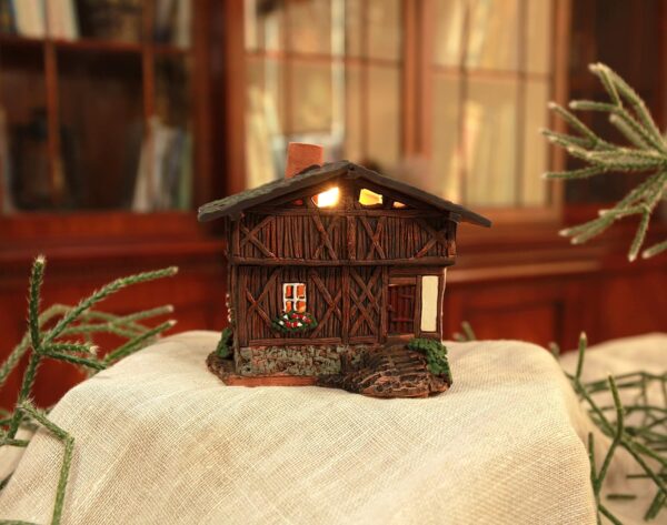 Ceramic Art Tealight Candle Holder Room Decoration Handcrafted Collectible Miniature Aroma Light House Old House in St. Ulrich, Tirol, Italy B283AR - Image 2