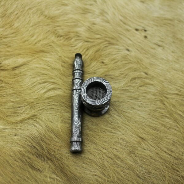 Nesmo - 040 Handmade Damascus Steel Pipe Functional Artisan - Piece Of Art - Collectible - Gift For Him - Image 8