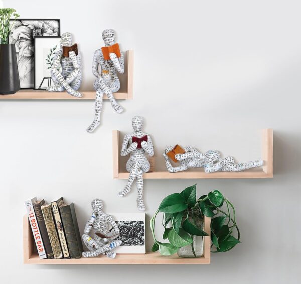 Pulp Reading Women Figurine Decor Thinker Statue Modern Abstract Art Sculpture Resin Collectible Reading Figurines for Living Room Desk Table Bookshelf Shelf Office Desktop Home Decoration (Style 5) - Image 3