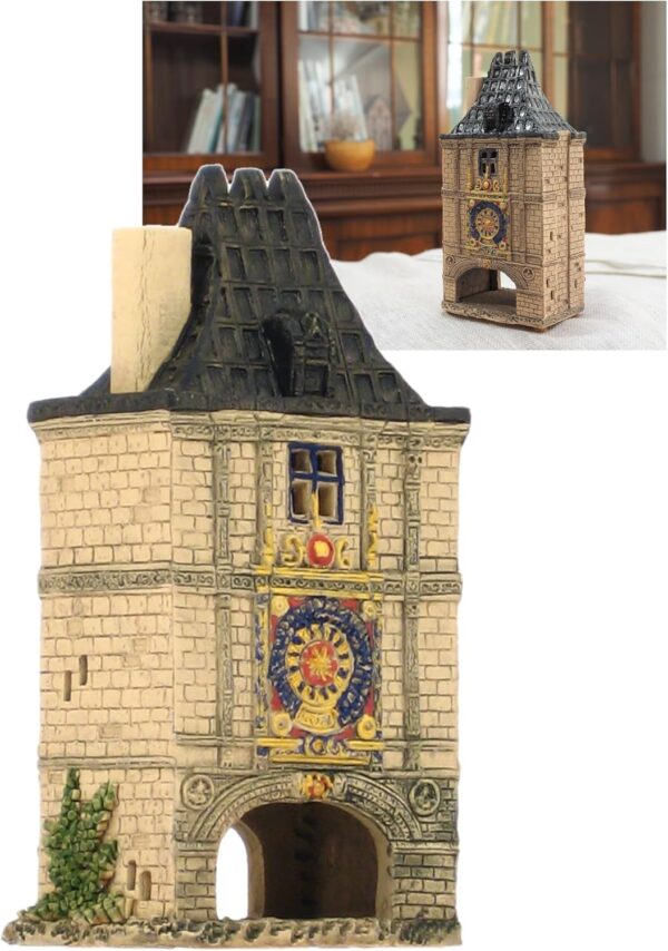 Ceramic Art Tealight Candle Holder Room Decoration Handcrafted Collectible Miniature Aroma Light House Gros Horloge House in Rouen, France B335AR