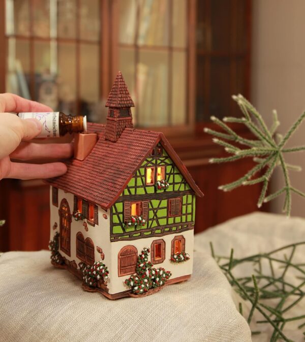 Ceramic Art Tealight Candle Holder Room Decoration Handcrafted Collectible Miniature Light House Albert Schweitzer House in Kaysersberg, Alsace, France B288AR - Image 3