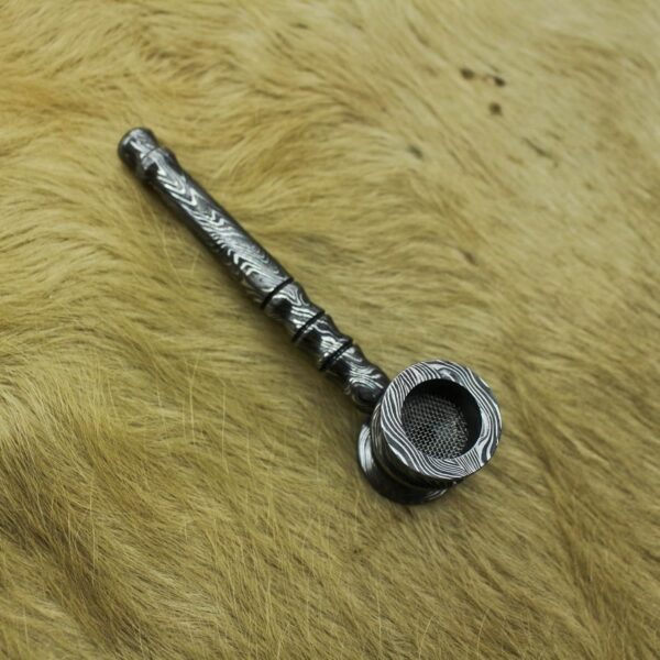 Nesmo - 040 Handmade Damascus Steel Pipe Functional Artisan - Piece Of Art - Collectible - Gift For Him - Image 4