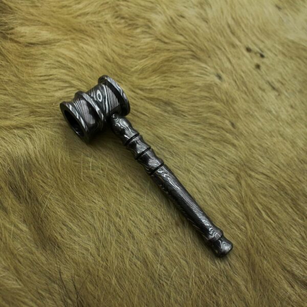 Nesmo - 040 Handmade Damascus Steel Pipe Functional Artisan - Piece Of Art - Collectible - Gift For Him - Image 5