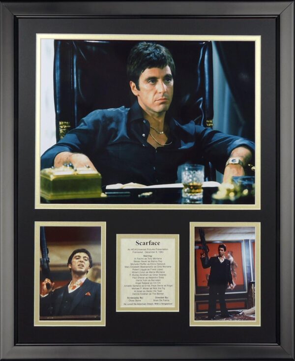 Legends Never Die Scarface- Al Pacino The Drug King Of Miami Collectible | Framed Photo Collage Wall Art Decor, 16" x 20"