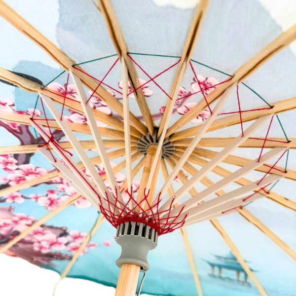 THY COLLECTIBLES Classic Chinese Art Asian Style 33" Silk Parasol Umbrella with Tassels for Wedding Parties, Photography, Costumes, Cosplay, Decoration And Other Events - Image 3