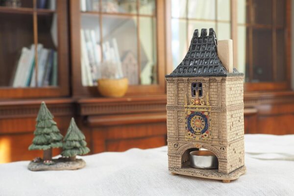 Ceramic Art Tealight Candle Holder Room Decoration Handcrafted Collectible Miniature Aroma Light House Gros Horloge House in Rouen, France B335AR - Image 3