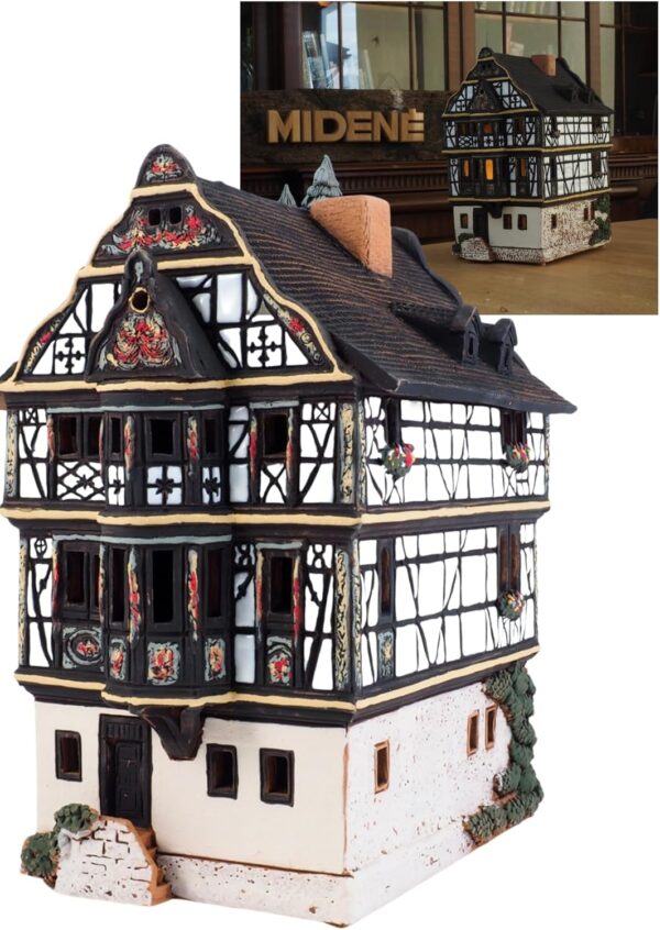 Handmade Ceramic Art Tealight Candle Holder Room Decoration Handcrafted Collectible Miniature Aroma Light House Killinger House in Idstein, Germany D255AR