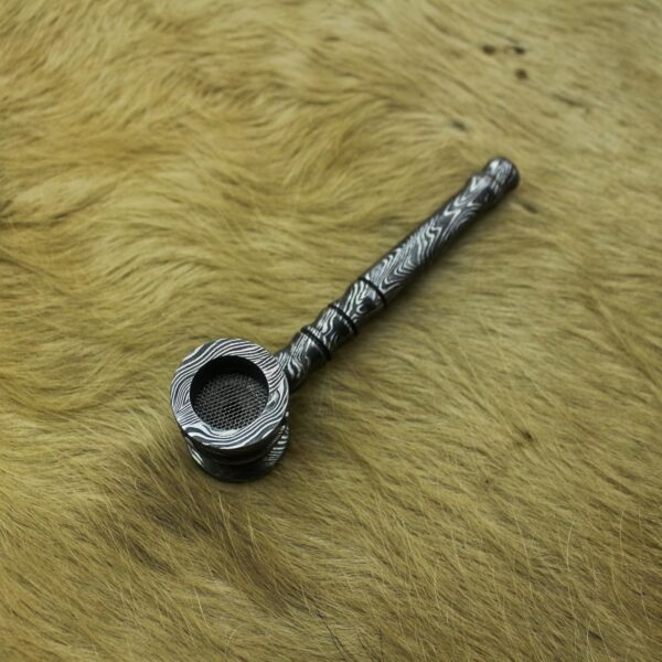Nesmo - 040 Handmade Damascus Steel Pipe Functional Artisan - Piece Of Art - Collectible - Gift For Him - Image 3