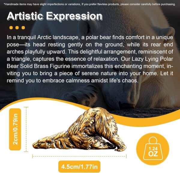CHOVY 1PC Lazy Lying Polar Bear Solid Brass Figurine - Vintage Home Decor, Unique Desk Accent, Perfect Collectible Art Piece for Scene Decoration and Gift - Image 7