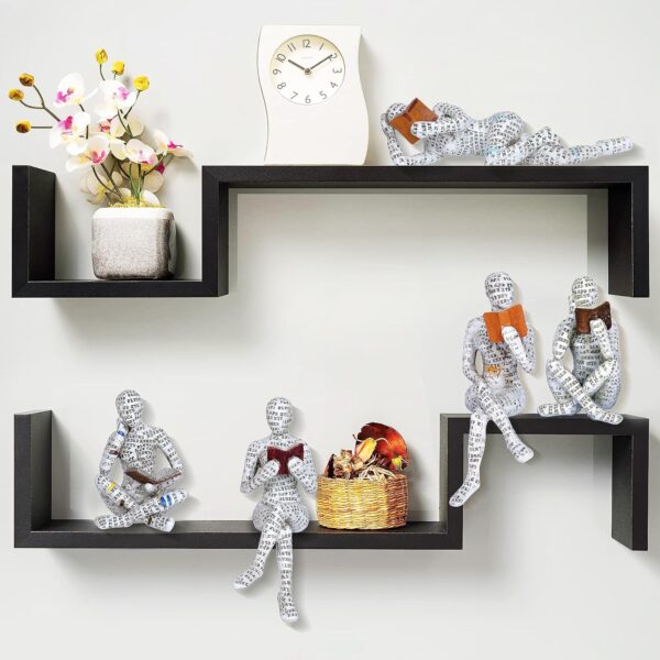 Pulp Reading Women Figurine Decor Thinker Statue Modern Abstract Art Sculpture Resin Collectible Reading Figurines for Living Room Desk Table Bookshelf Shelf Office Desktop Home Decoration (Style 5) - Image 4