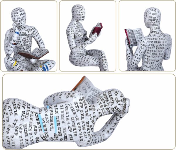 Pulp Reading Women Figurine Decor Thinker Statue Modern Abstract Art Sculpture Resin Collectible Reading Figurines for Living Room Desk Table Bookshelf Shelf Office Desktop Home Decoration (Style 5) - Image 5
