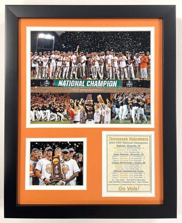 Tennessee Baseball | 2024 CWS National Champions | Framed Photo Collage | 2 Sizes | (12"x15")